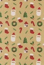 Kerst Kraftpapier Bruin recycled watercolor santa 70cm x 200meter