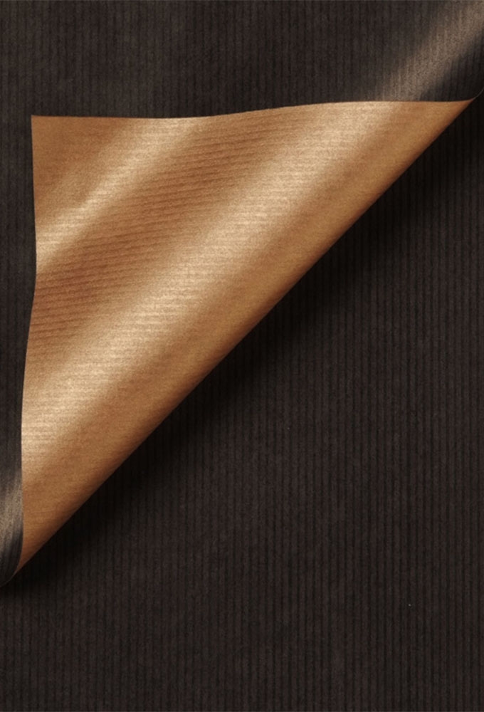 Geschenkpapier Kraft Dubbelzijdig Uni black & gold 50cm x 200meter