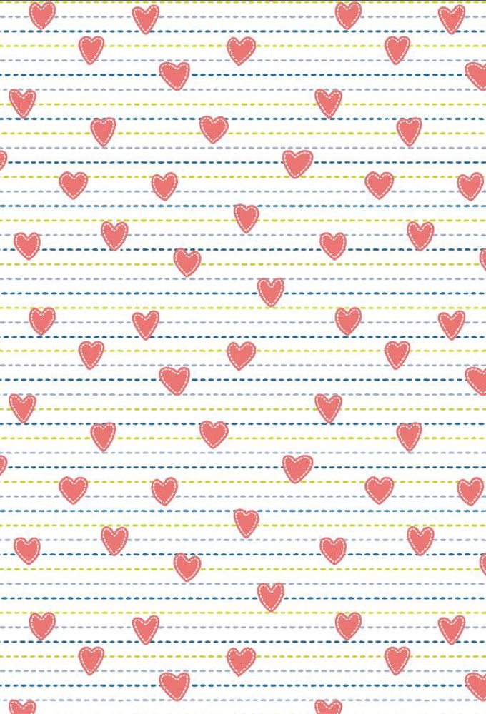 Geschenkpapier Coated Dubbelzijg Hearts and stripes 50cm x 200meter