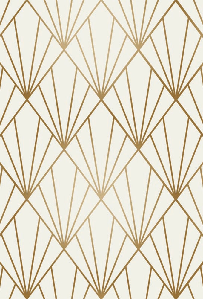 Geschenkpapier Metallised Creme gold art deco 70cm x 100meter