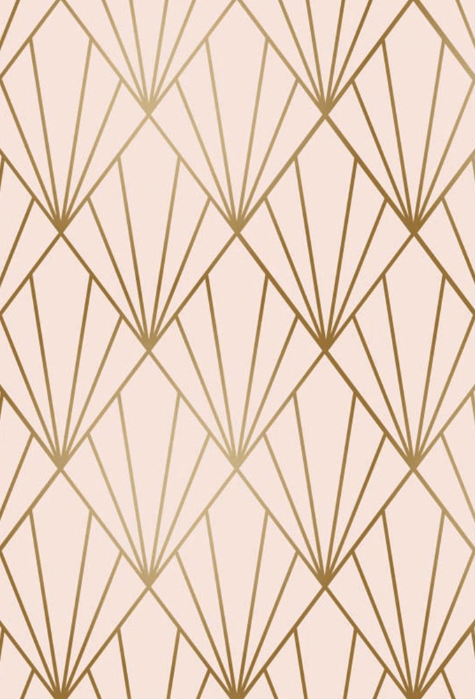 Geschenkpapier Metallised Rose gold art deco 30cm x 100meter