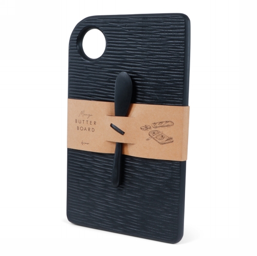 Jens Living Mango Boterbord Met Mes Zwart 33x20x1.5cm 1stuks