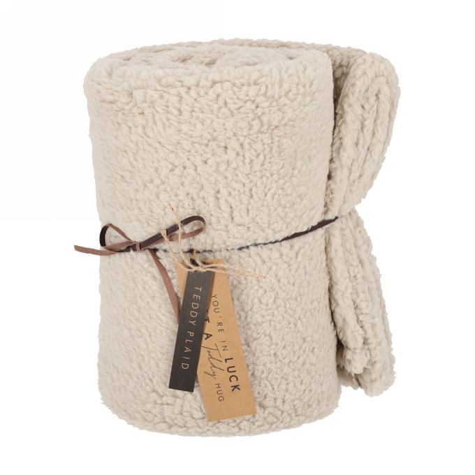 Jens Living Teddy Plaid Taupe 160x120x0.5cm 1stuks