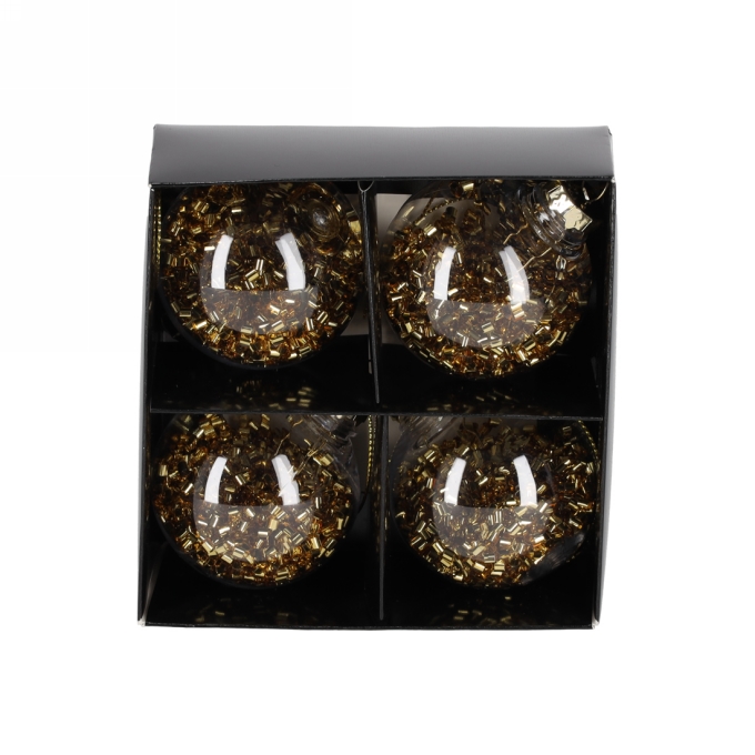 Jens Living Glitter Kerstballen Goud set van 4stuks 5x5x5cm 1stuks