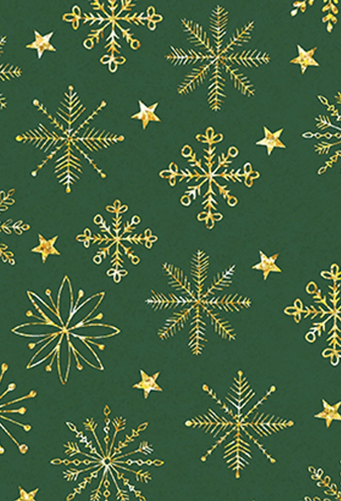 Kerstpapier Holographic christmas winter crystal groen 70cm x 200meter