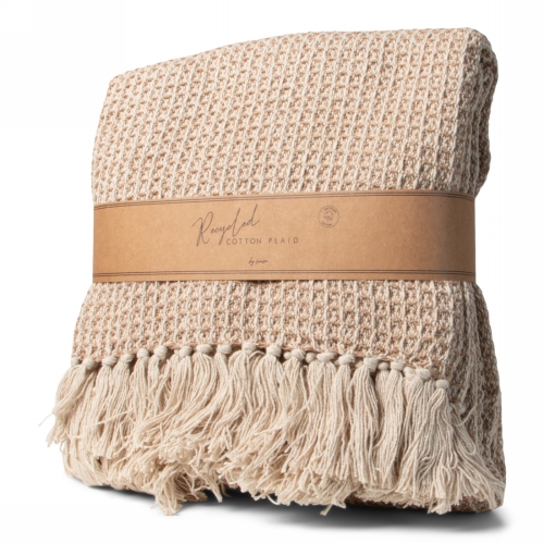 Jens Living Recycled Cotton Plaid Wafel Beige 130x180x0.3cm 1stuks