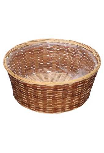 Schaal bamboe bruin rond met plastic diam. 35x12cm 10stuks