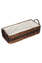 Rietenmanden Rechthoekig donker m.voering 2 leren handv. 40x19x10 8st