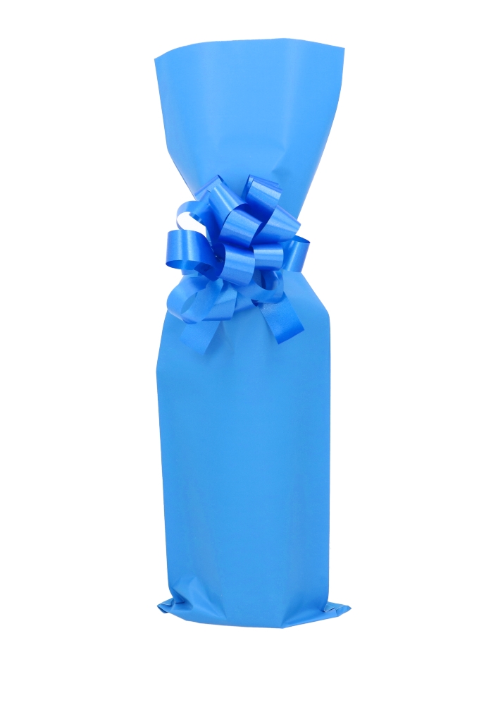 AKTIE Wijnzak Folie Middel Blauw Mat 15x45cm 100stuks