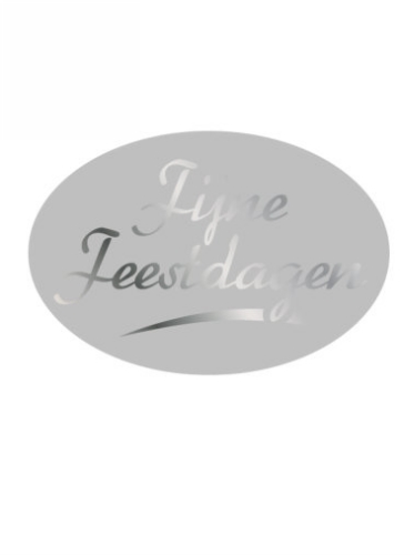 Etiketten Kerst Fijne Feestdagen Zilver 3.7x2.5cm 500stuks