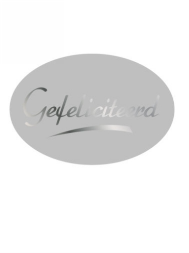 Etiketten Feest Gefeliciteerd Zilver 3.7x2.5cm 500stuks