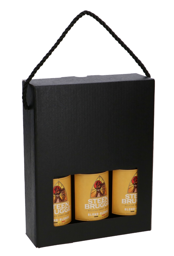Bierverpakking Zwart voor 3 flesjes Bier 33cl FSC® 50stuks