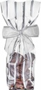 Luxe Cellofaan Zakjes Zilver Line & Zilveren Bodem 10x4x22cm 100stuks