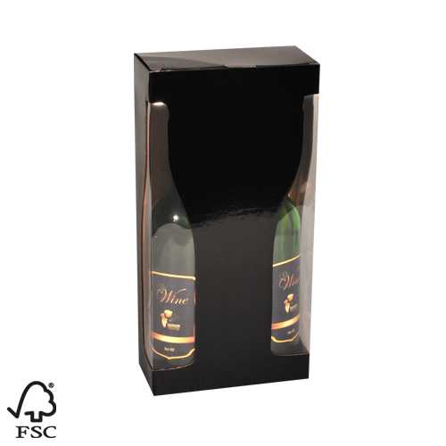 Wijndoos 2 fles Black shape 18.1x9x36.5cmcm FSC® 50stuks