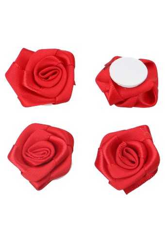 Cadeaustrikje Satijn Roos Klein Rood Met Plakker 2.5cm 24stuks