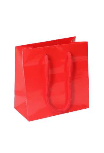 Kadotasjes Rome Uni Rood Glanzend Met Koord 16x8x16cm 10stuks