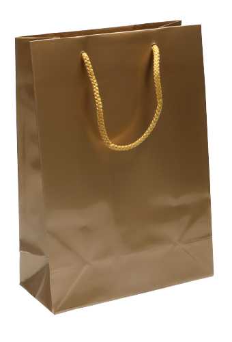 Kadotasjes Rome Uni Goud Glanzend Met Koord 28x12x36cm 10stuks