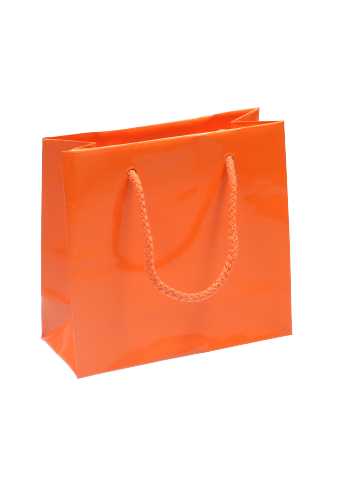 Kadotasjes Rome Uni Oranje Glanzend Met Koord 16x7x15cm 10stuks