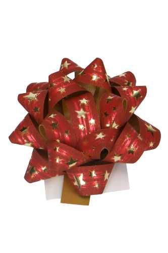 Mini Bows Strik Rond 50mm Mat Rood & Gouden Sterren & Plakker 50stuks