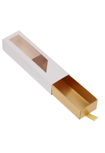 Bonbondoosjes 1 Ladeboxje Wit Mat & Goud Mat Laag 16x4.3x2.8cm 10stuks