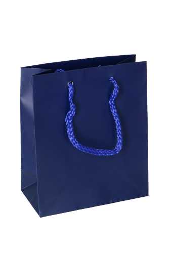 Kadotasjes Latina Mat Donker Blauw Met Koord 16x8x19cm 12stuks