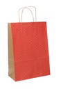 Papieren Draagtas Met Handvat Dots Kraft Rood 26x12x36cm 25stuks