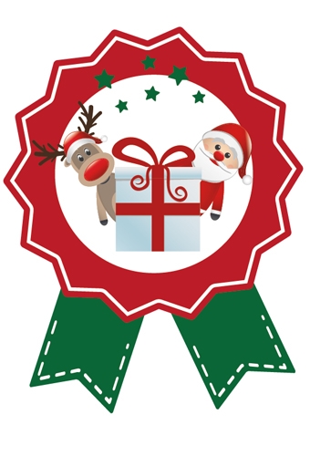 Etiketten Cadeauzegel Kerst Kerstman & Ree 4x5cm 500stuks