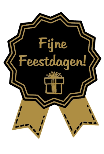 Etiketten Cadeauzegel Kerst Fijne Feestdagen Black & Gold 4x5cm 500st
