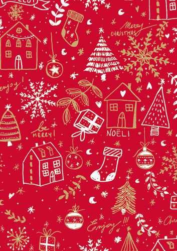 Kerstpapier Bruin Holidays rood kraft 70cm x 250meter