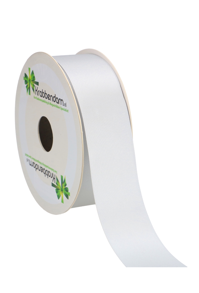 Satijn Dubbel Lint 40mm x 25 meter Zilver