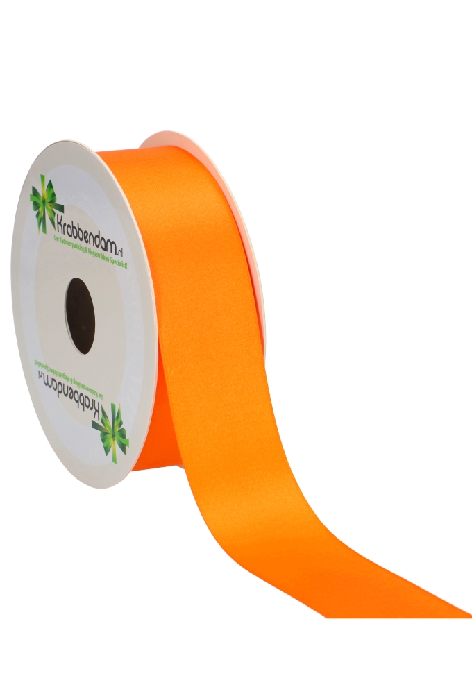 Satijn Dubbel Lint 40mm x 25 meter Oranje