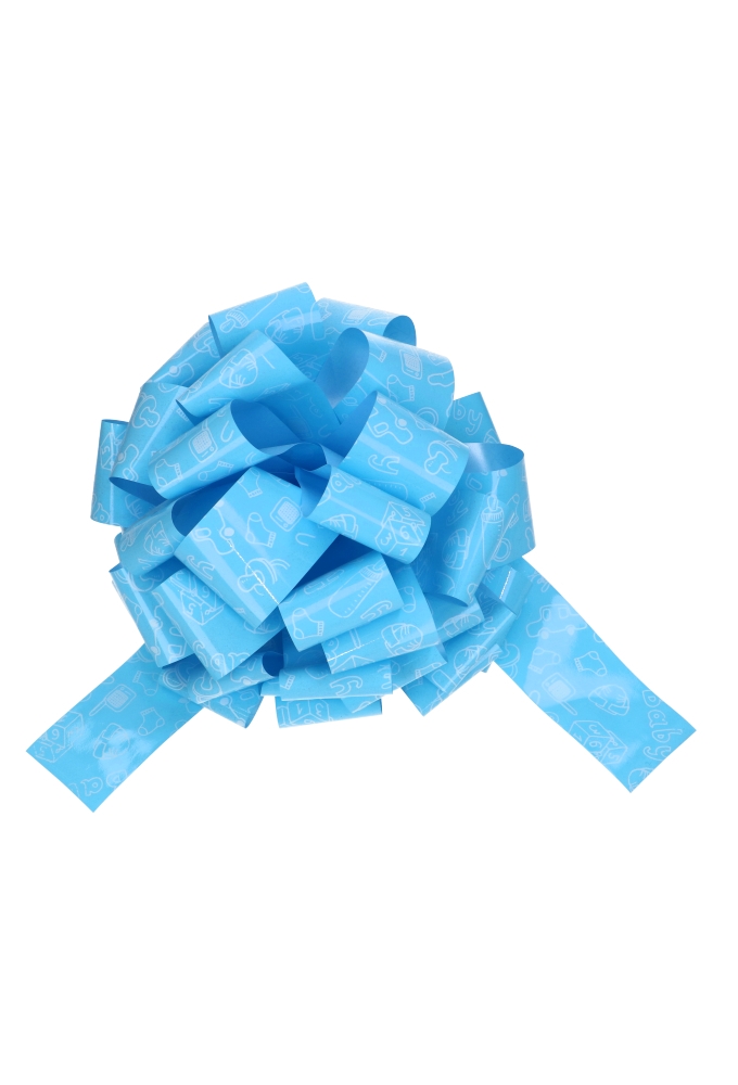 Decoratiestrikken Groot Padova Gelakt Baby Boy Blauw d35+17cm