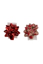 Kerst Mini Bows Strik Rond 50mm Metallic Xmas Red & Plakker 50stuks