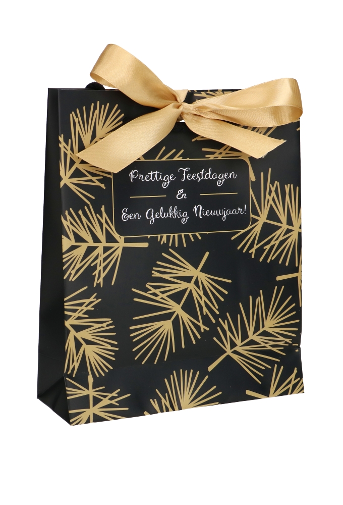 Kersttasjes Pine Prettige Feestdagen & Lintgleuf 19X7x23cm 10stuks