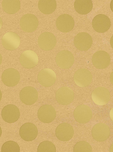 Kraftpapier Bruin recycled kraft big dots gold 70cm x 200meter