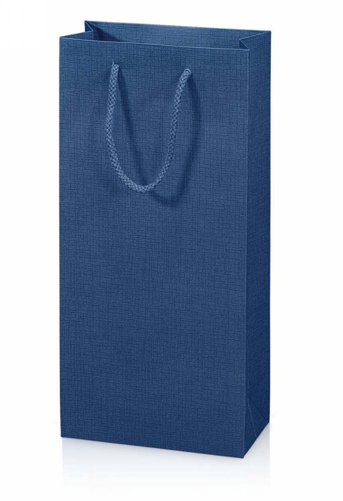 Wijntasje Linnentextuur Blauw 2 Fles 17x8.5x36cm 20stuks