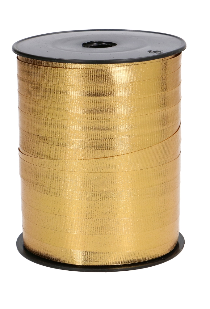 Krullint Metallic Glanzend Embossed Goud 10mm x 250 meter