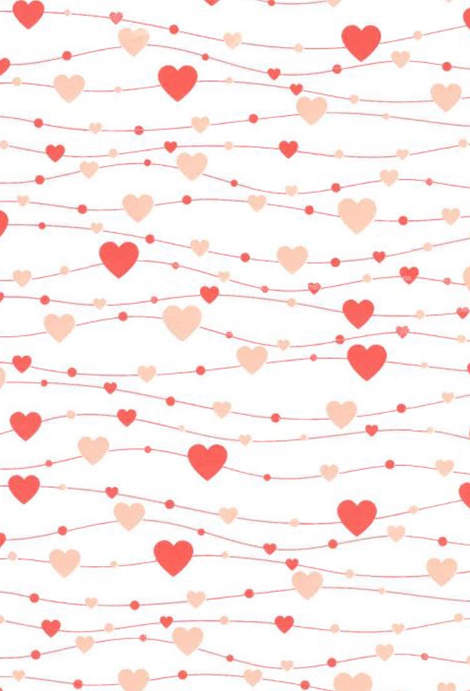 Kadopapier Coated love red & pink hearts 50cm x 200meter