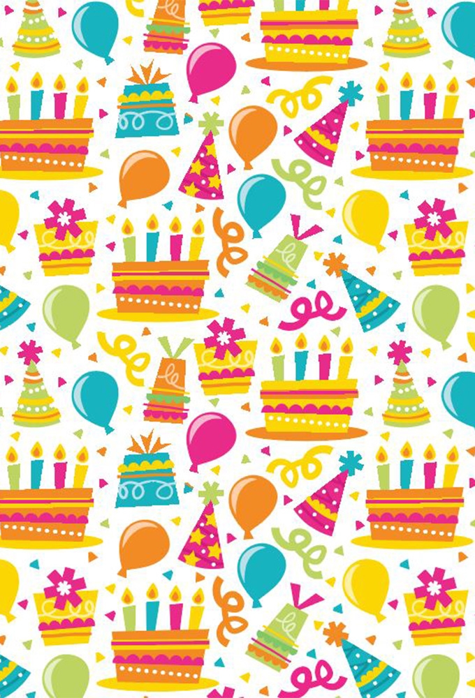 Cadeaupapier Coated birthday hats & cakes 50x70cm 250vellen
