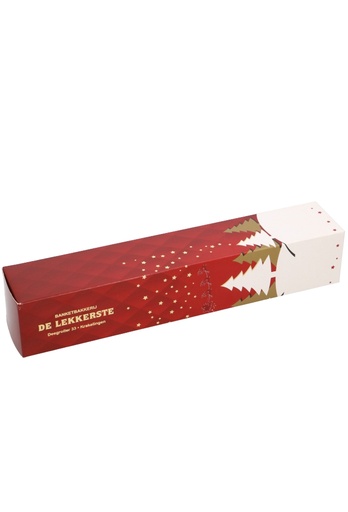 [K1220110] Kerstdoos Staafkoker Kerstman & Rendier 6x6x32cm 100stuks OP IS OP