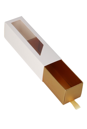 [K1360506-HOOG] Bonbondoosje 1 Ladeboxje Wit Mat & Goud Mat Hoog 16x4.3x4.5cm 10stuks