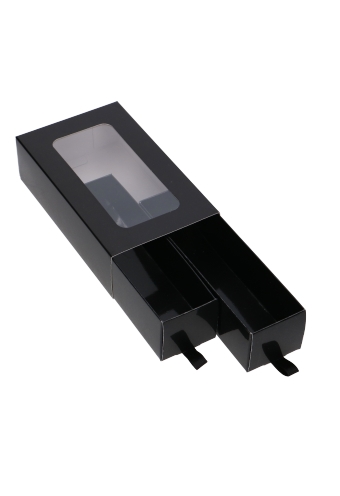 [K1360543-HOOG] Bonbondoosje 2 Ladeboxje Zwart Glans Hoog 15.5x8.6x4.5cm 10stuks