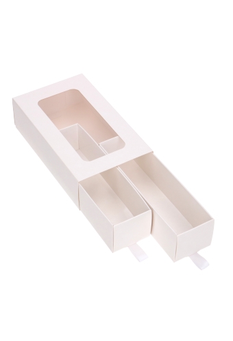 [K1360547-HOOG] Bonbondoosje 2 Ladeboxje Wit Glans Hoog 15.5x8.6x4.5cm 10stuks