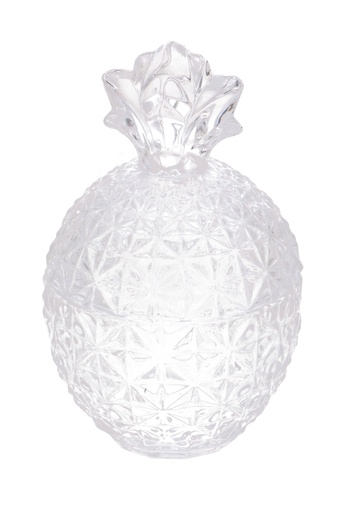 [K1590046] Glazen Potje Rond Met Glazen Deksel Crystal 8.5x14cm 1stuk