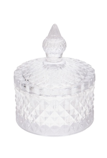 [K1590043] Glazen Potje Rond Met Glazen Deksel Crystal 8x11cm 1stuk