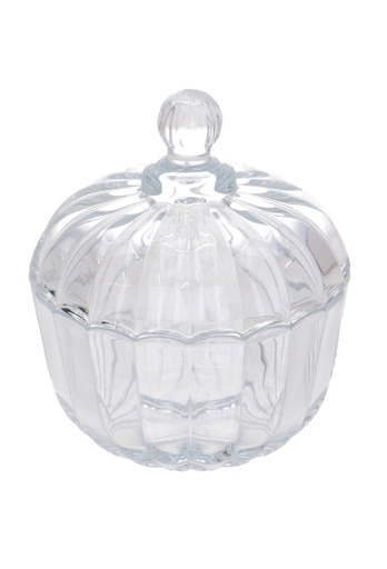 [K1590042] Glazen Potje Rond Met Glazen Deksel Crystal 9x10.5cm 1stuk