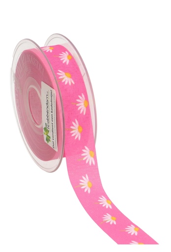 [K1391322] Kadolint Canvas Roze Met Witte Bloemetje 25mm x 20meter