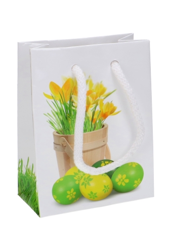 [K1110353] Kadotasjes Klein Paaseieren & Bloem Safran 10x5x13cm 10stuks