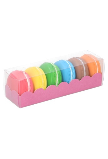 [K1360686] Macarondoosjes Transparant Tiber Pink 16x5x5cm 10stuks