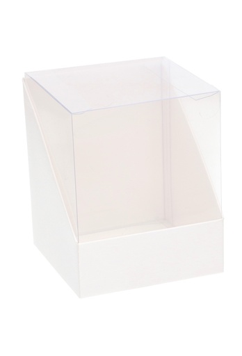 [K1360231] Kubusdoosje Wit Dios Met Relief Inzet PVC Venster 10x10x12cm 10stuks